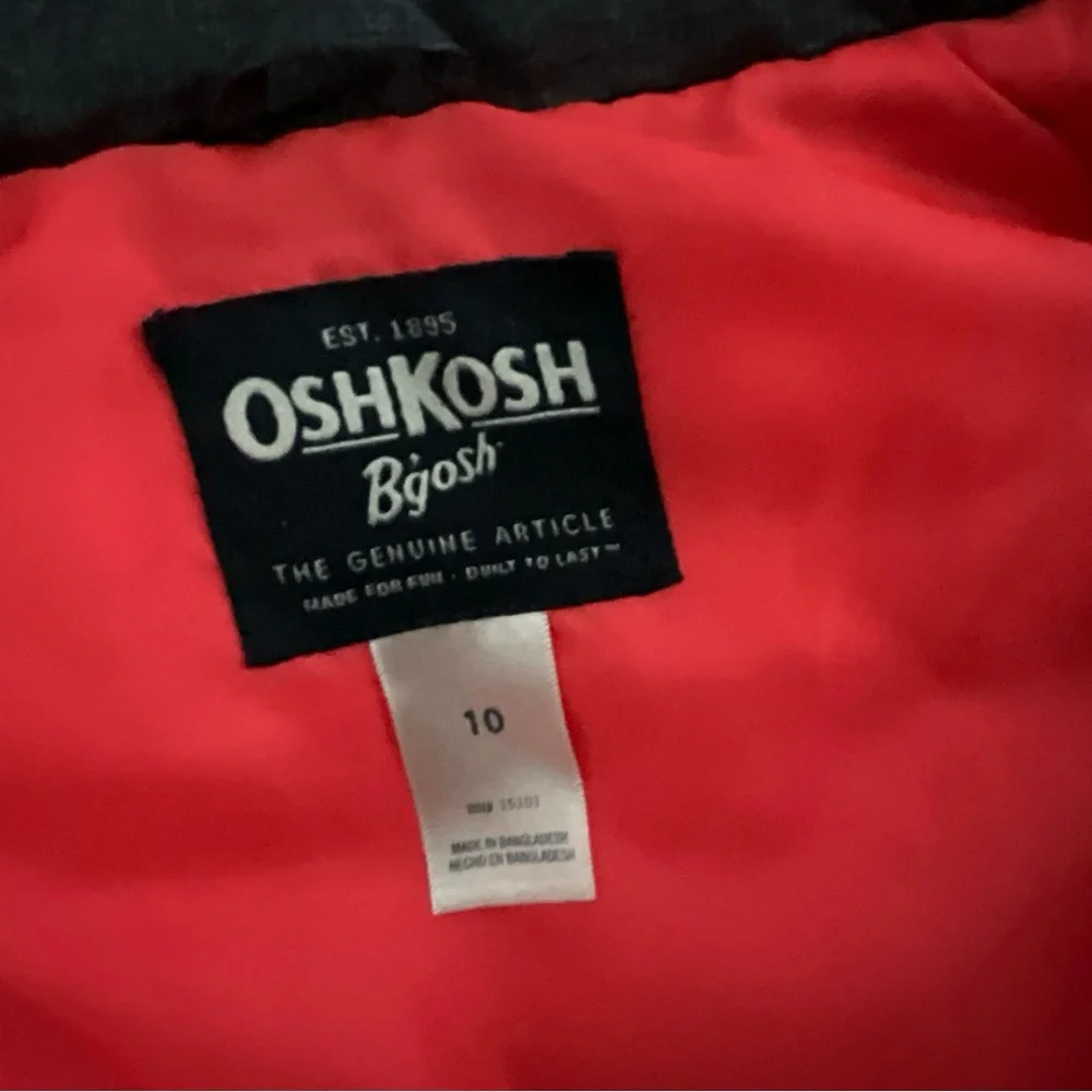 OshKosh Boys Puffer Vest Size 10 Osh’Kosh B’GOSH Black and Grey EUC Sz 10